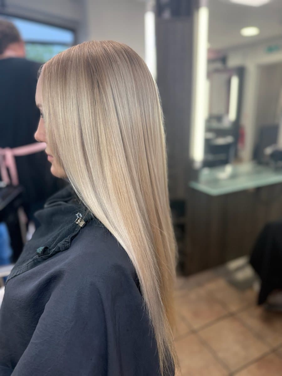 Bright, blended blonde after a full head of highlights