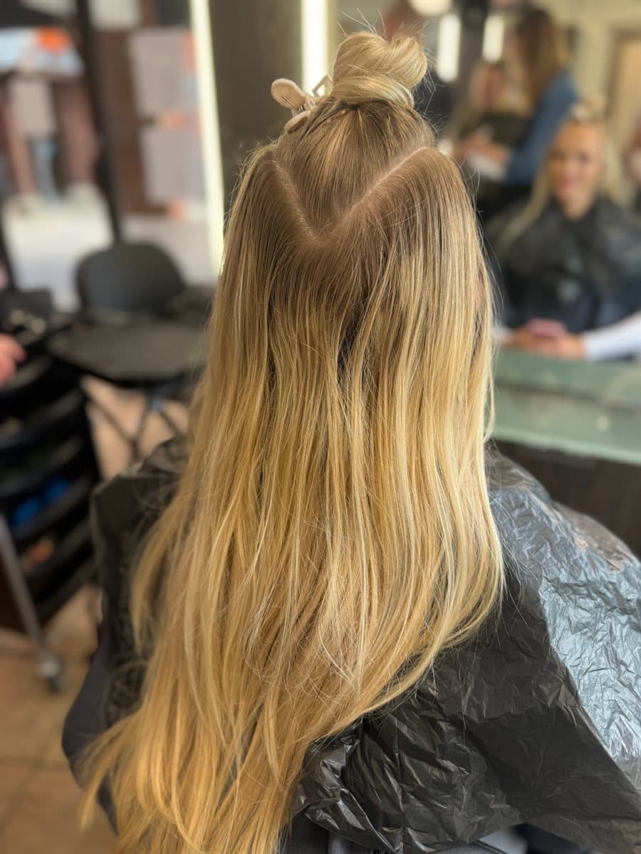 Darker base before blonde highlights