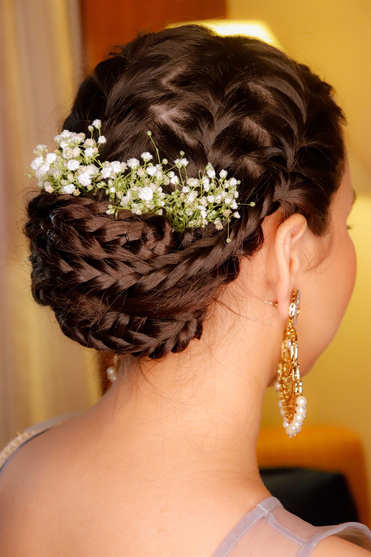 A romantic braided bridal updo