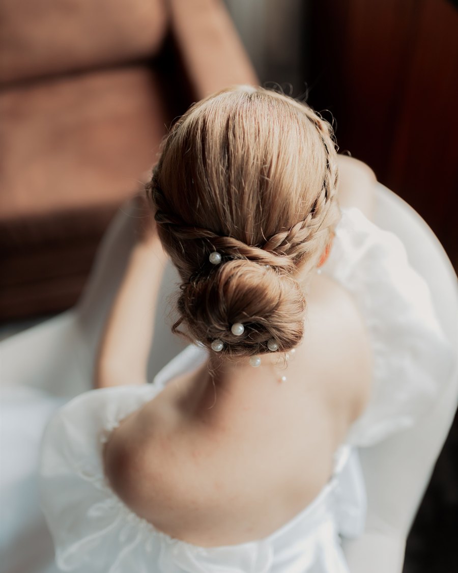 A soft, romantic bridal updo