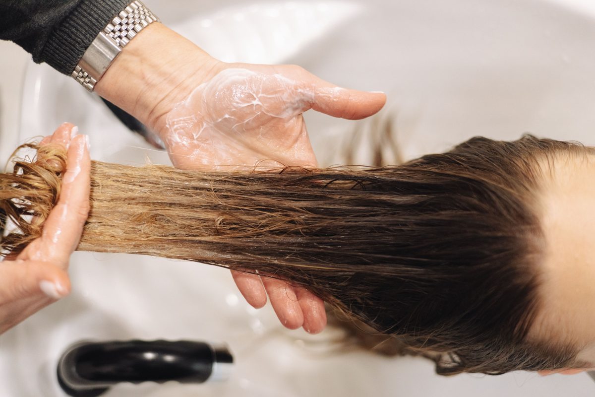 Colour worked gently through the hair at the backwash